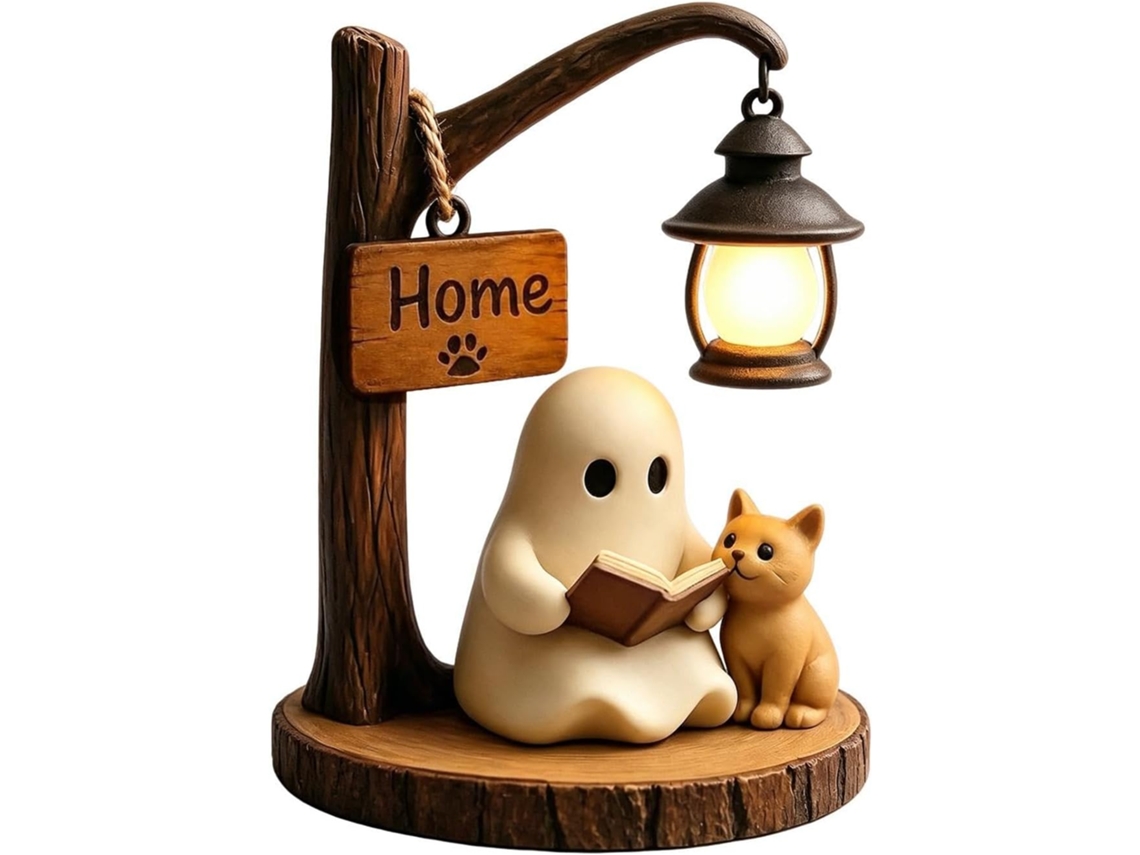 Luminária De Halloween Vintage Com Figuras Gato Em 3d