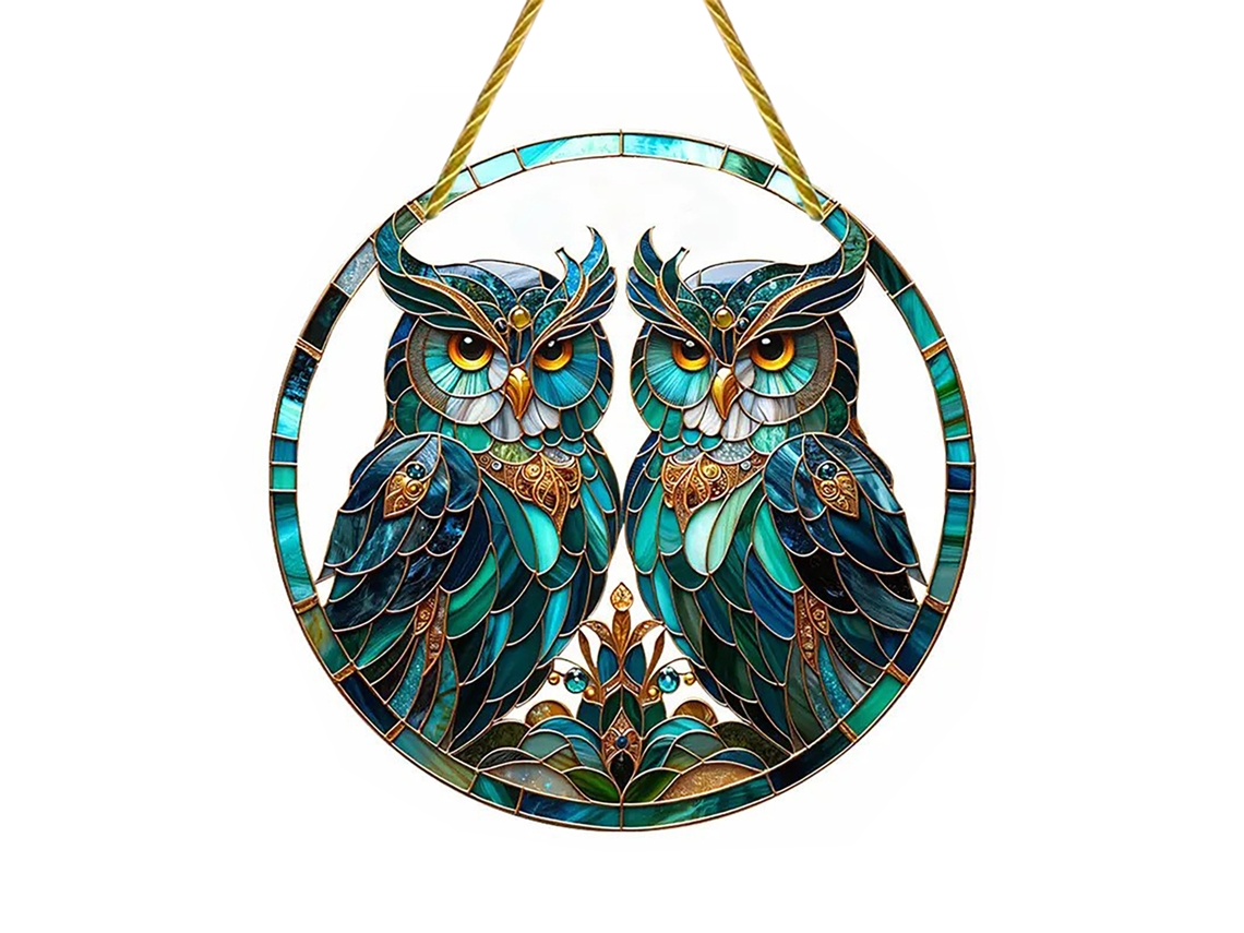 Laxiscreed Yk6009 Quadro Decorativo Com Duas Corujas, 20x20cm, Impressão Dupla Para Decoração Elegante