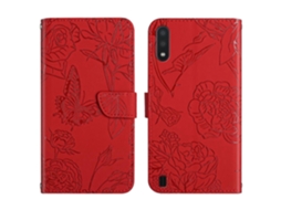 Capa De Celular Em Couro Sintético Com Textura De Borboleta E Peônia Para Samsung Galaxy M10/a10
