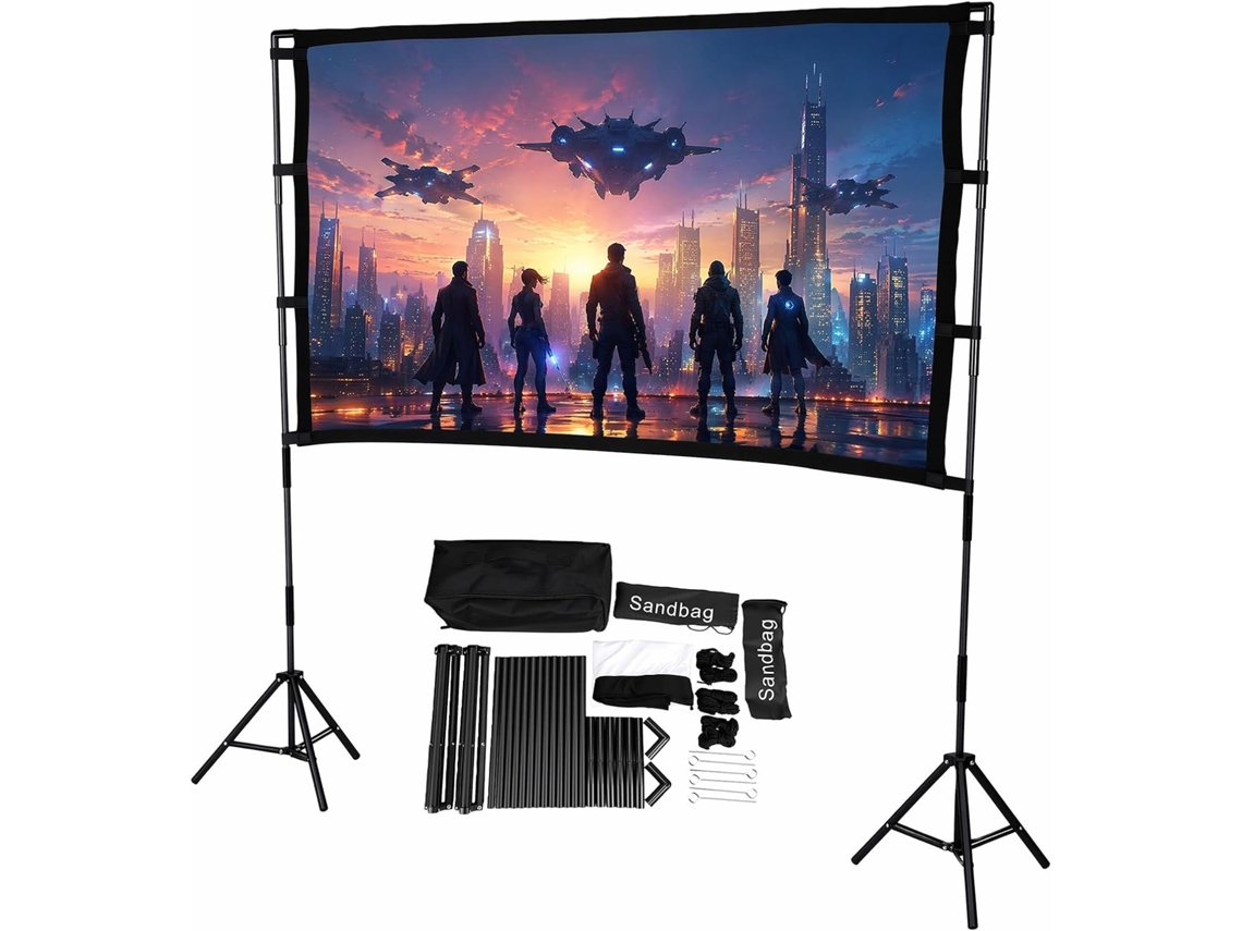 Ecrã De Projeção De 84 Polegadas Com Suporte, Ecrã De Cinema Portátil