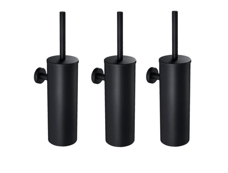 Escova de Toalete Preta com Suporte de Parede para Banheiro Escova de Toalete de Aço Inoxidável À Prova Dwaterproof Água Fácil de Limpar 3 Pçs AURALUM