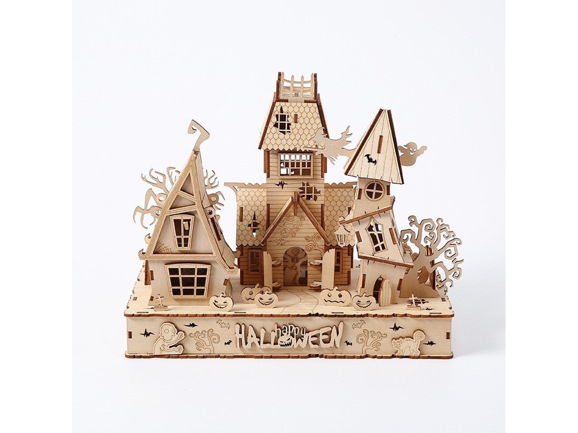 Quebra Cabeça 3d De Madeira Com Tema De Casa Assombrada Presente De Natal Jortmrd