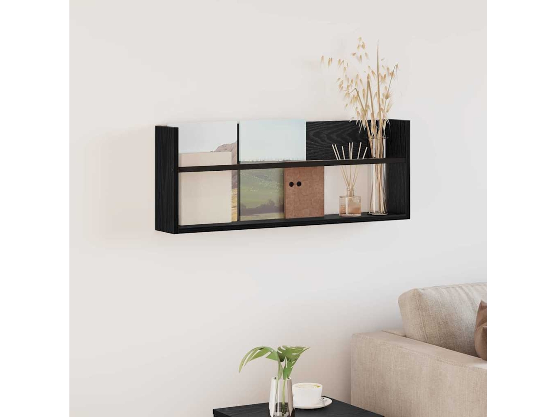 Vidaxl Estante De Revistas Carvalho Preto 80 X 12 X 30 Cm