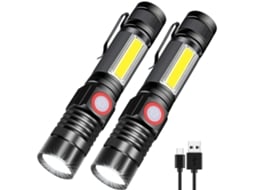 Lanternas Led Recarregáveis com Sidelight Usb à prova d'água 3 Modos HALINUIA
