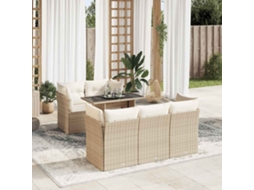 Vidaxl 6 Pcs Conjunto De Sofás P/ Jardim Com Almofadões Vime Pe Bege