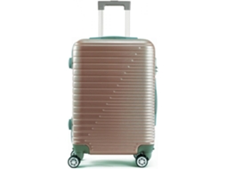 Mala Para Cabine Bagagem De Mão Viajar Em Avião Rígido Travel 4 Rodas Giratórias 360º Cor Ouro Rosa Oferta (55X35X22Cm) DED