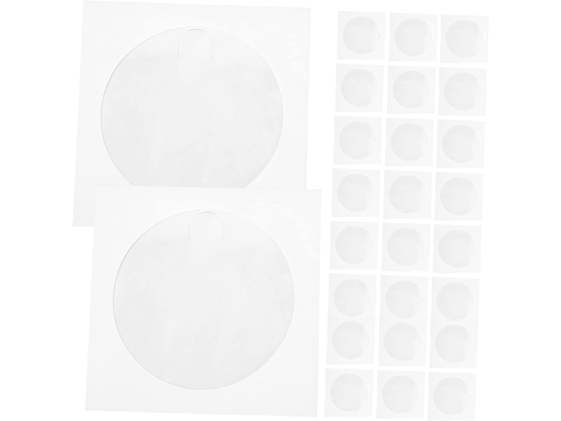 Pacote Com 100 Envelopes De Papel Para Armazenamento Dvds. Branco Discos.-aquaforge
