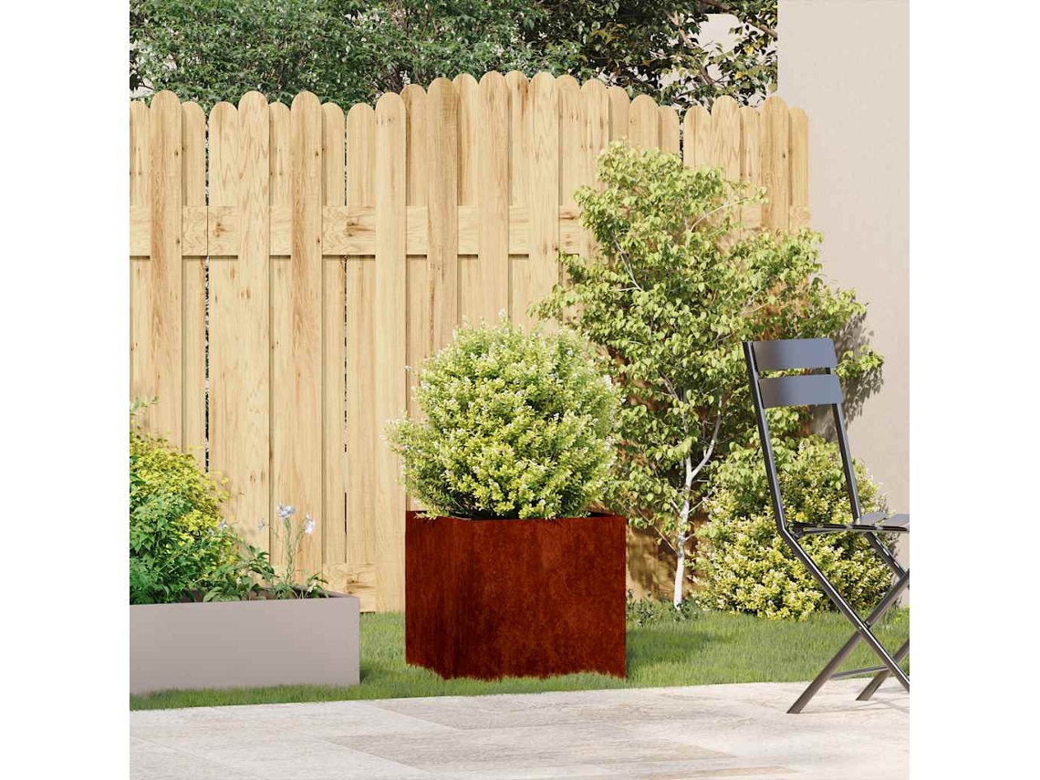 Vidaxl Floreira Enferrujada 40x40x40 Cm Aço Resistente