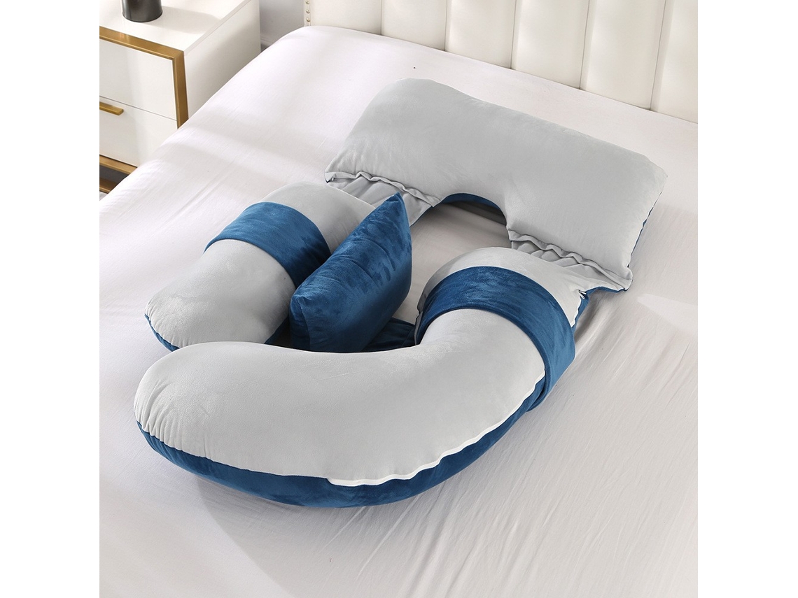 Almofada para Grávidas, Travesseiro de Corpo Inteiro para Gestantes, com Almofada, Alivia as Dores da Gravidez SPQMENT (azul acinzentado)