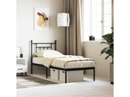 Estrutura De Cama Metal S/ Colchão C/ Cabeceira 75x190 Cm Preto