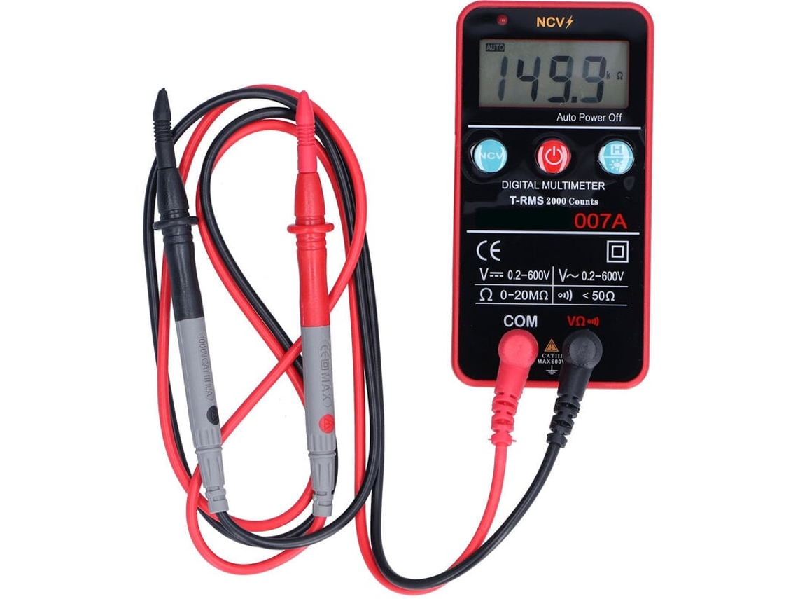 Lurelia Multímetro Digital, Hw007a, 2 V, 600 V, Ncv, Luz De Fundo, Temperatura, Frequência Para Tensão, Corrente E Resistência