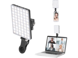 Luz De Led Recarregável De Alta Potência Com Clipe E 60 Leds, Com 3 Modos De Iluminação (frontal E Ajustável) Para Videoconferências, Ideal Para Celul