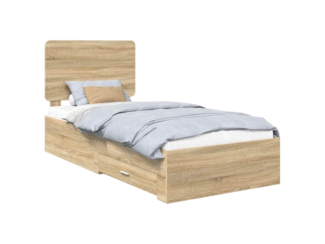 Estrutura da Cama com Cabeceira Carvalho Sonoma MAISON EXCLUSIVE 75x190 cm