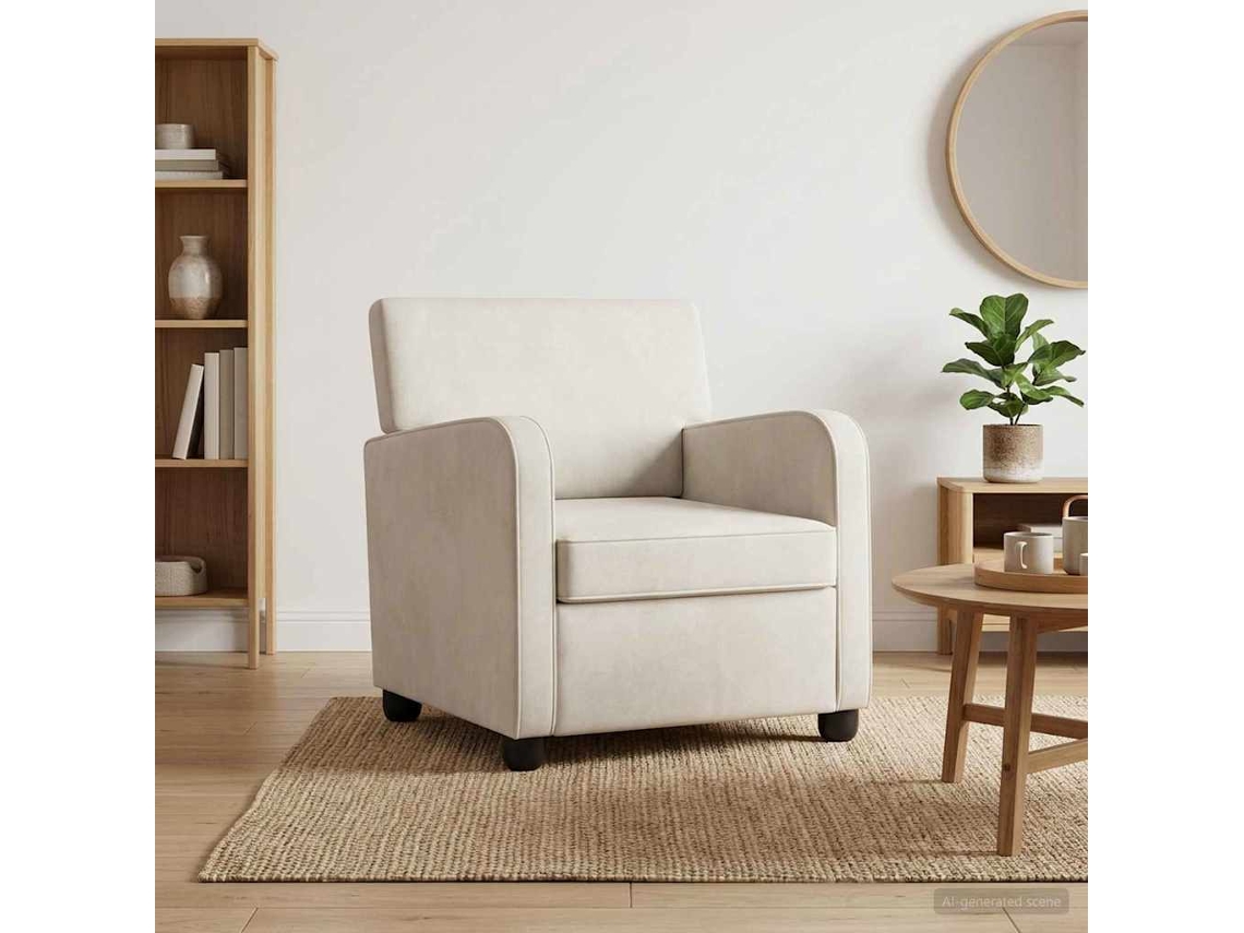 Vidaxl Poltrona Creme Veludo
