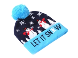 Chapéu de Malha com Luz Led de Natal com Aba Let It Snow AURUM