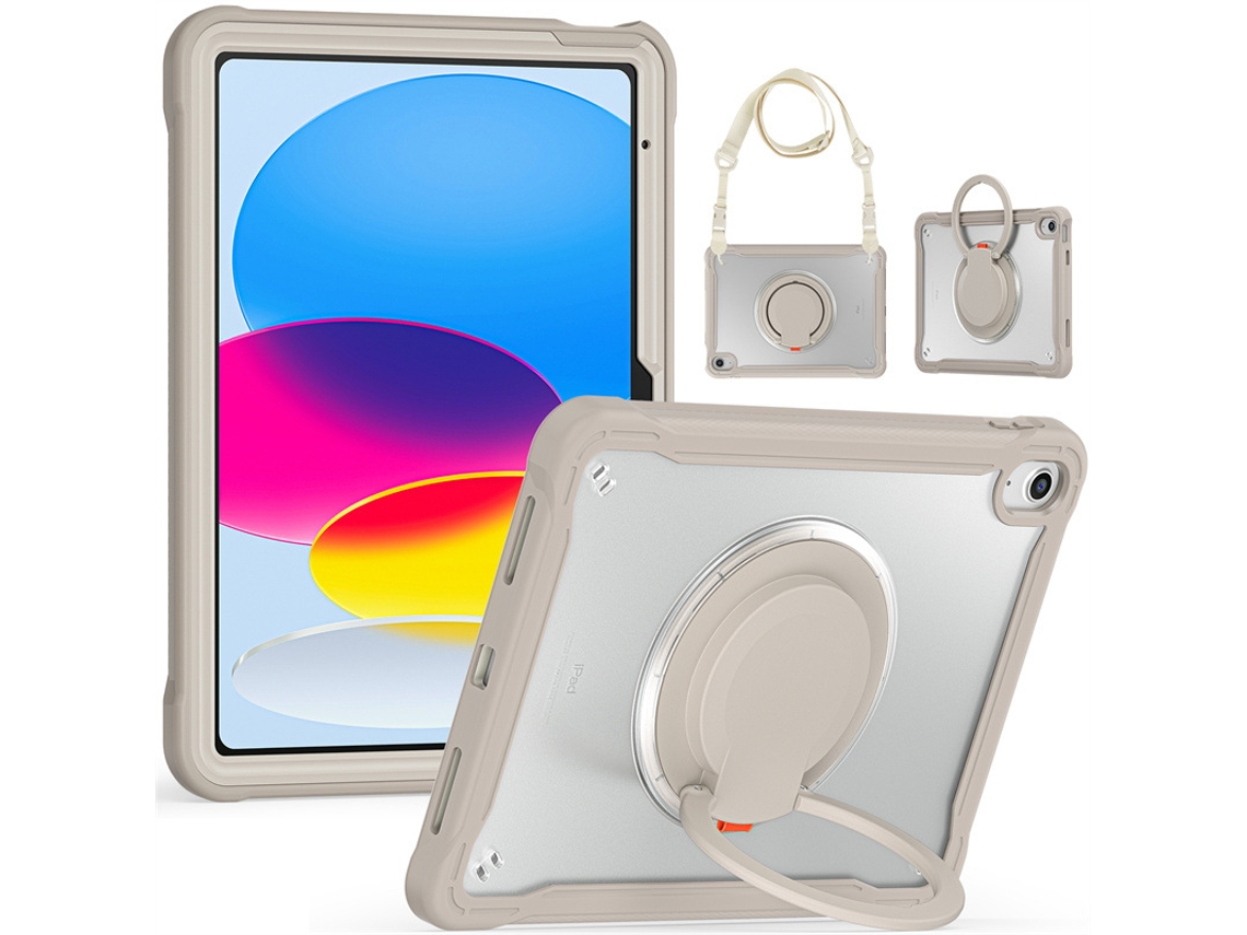 Capa Para Ipad Air 11 Com Suporte Giratório, Translúcida, Alça De Ombro E Proteção Contra Quedas Caqui Com Alça Sfushos (2024/2025)