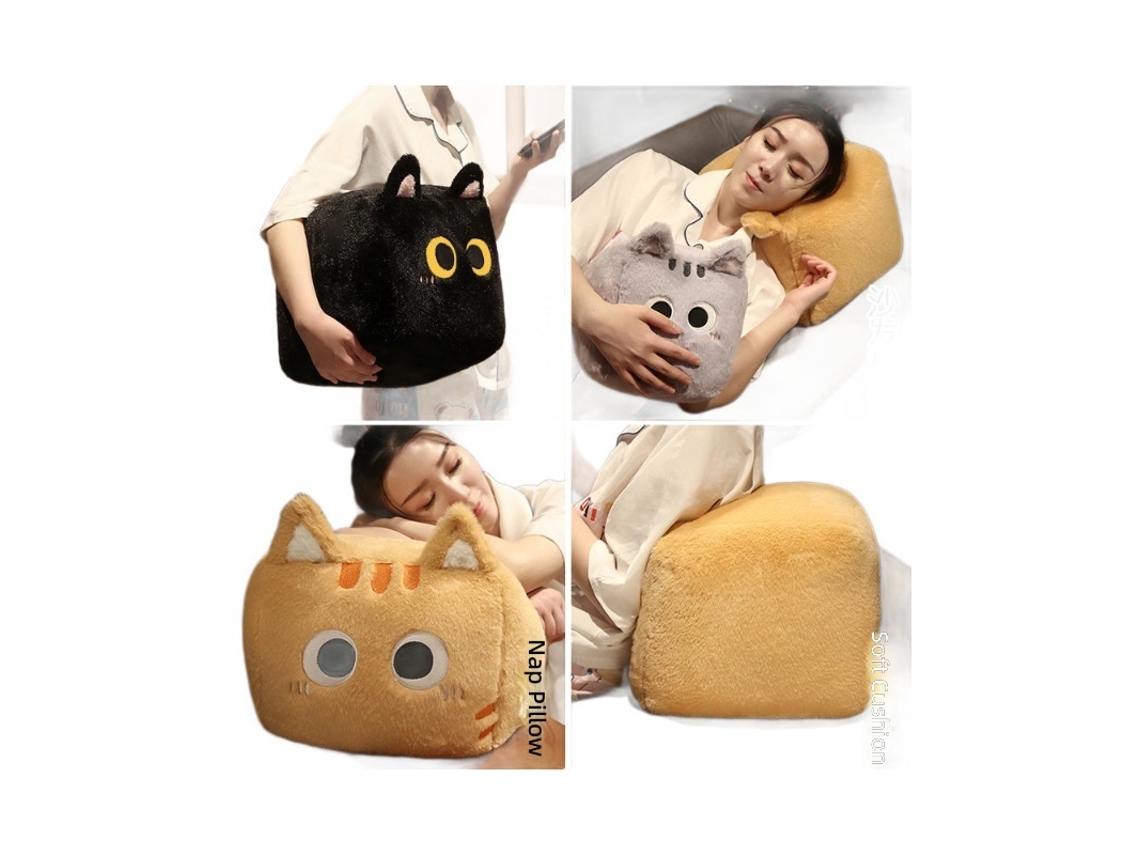 Almofada de Pelúcia Gato Quadrado Cartoon, Travesseiro Abraço para Dormir, Presente de Aniversário, Decoração de Sofá Laranja CHABERLU