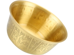 Decoração Redonda Bordas Finamente Polidas Budista Feita Cobre Dourado Desenhos Esculpidos Mesa Uso GOKOCO
