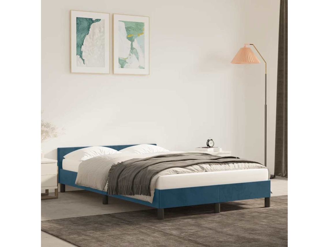 Vidaxl Estrutura De Cama Sem Colchão 120x200 Cm Veludo Azul