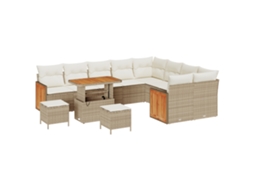 Conjunto 12 Conjunto De Sofá De Jardim Vidaxl Bege Vime Pe (286 X 234 X 85 Cm)