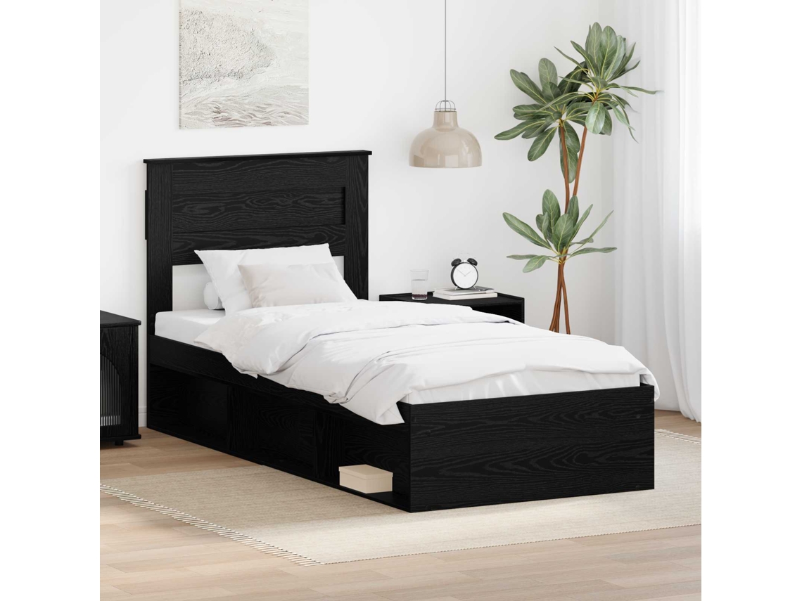 Vidaxl Estrutura Da Cama Preto 75 X 190 Cm Madeira De Pinheiro Sólida