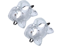 Conjunto De 2 Máscaras Decorativas Com Estampa De Gato Espelhado E Glitter Para Adultos.