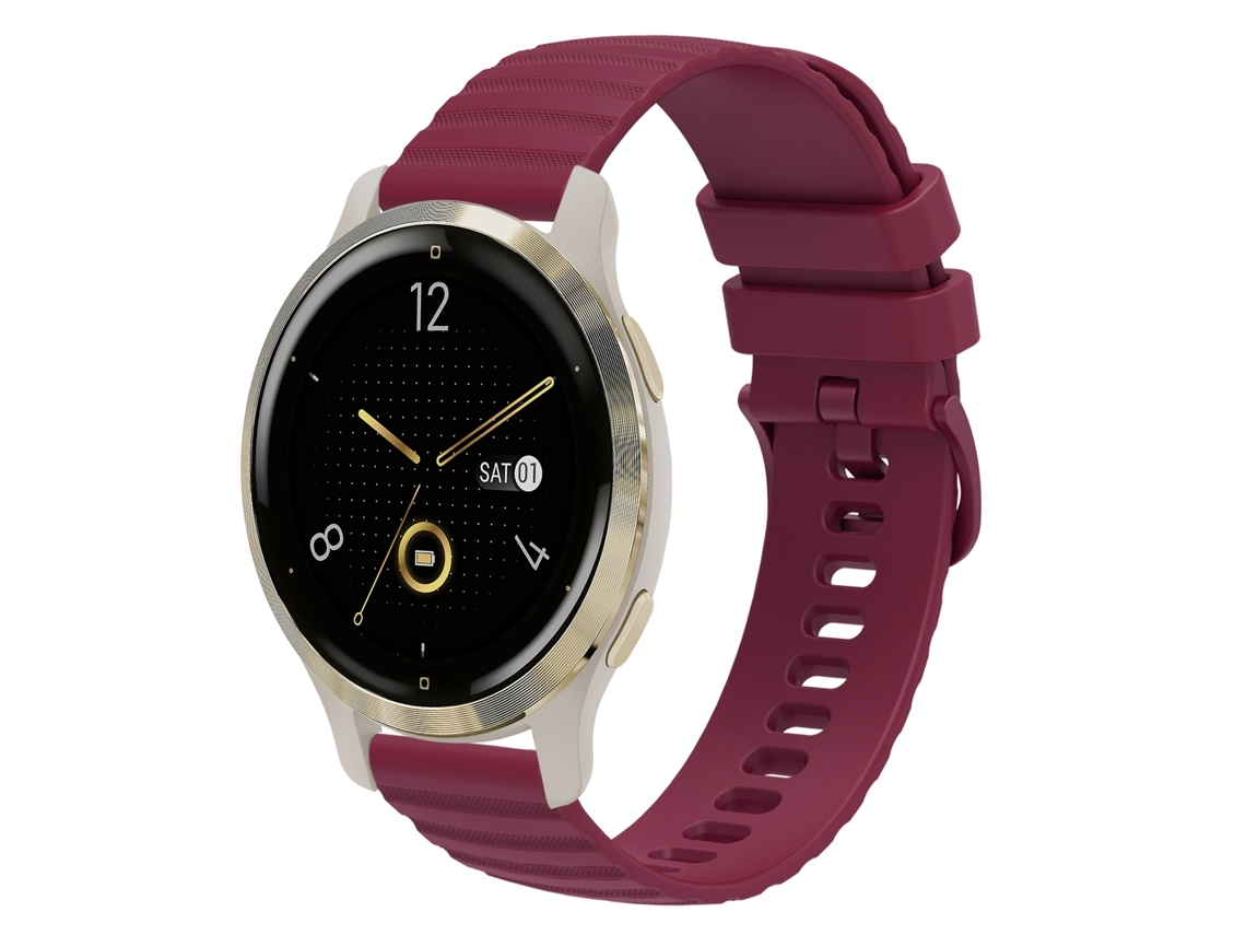 Bracelete de Smartwatch para Garmin Venu 2S 18 mm ondulado pontilhado pulseira de silicone de cor sólida (vinho vermelho)