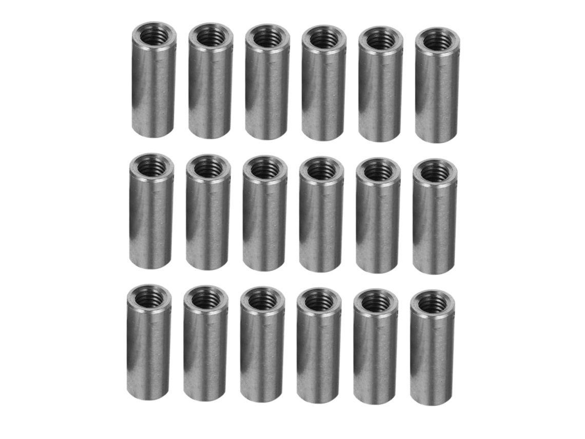 Conjunto De 20 Porcas Conexão Cilíndricas Em Aço Inoxidável, Com Rosca Precisa E Resistência À Corrosão Para Soldagem
