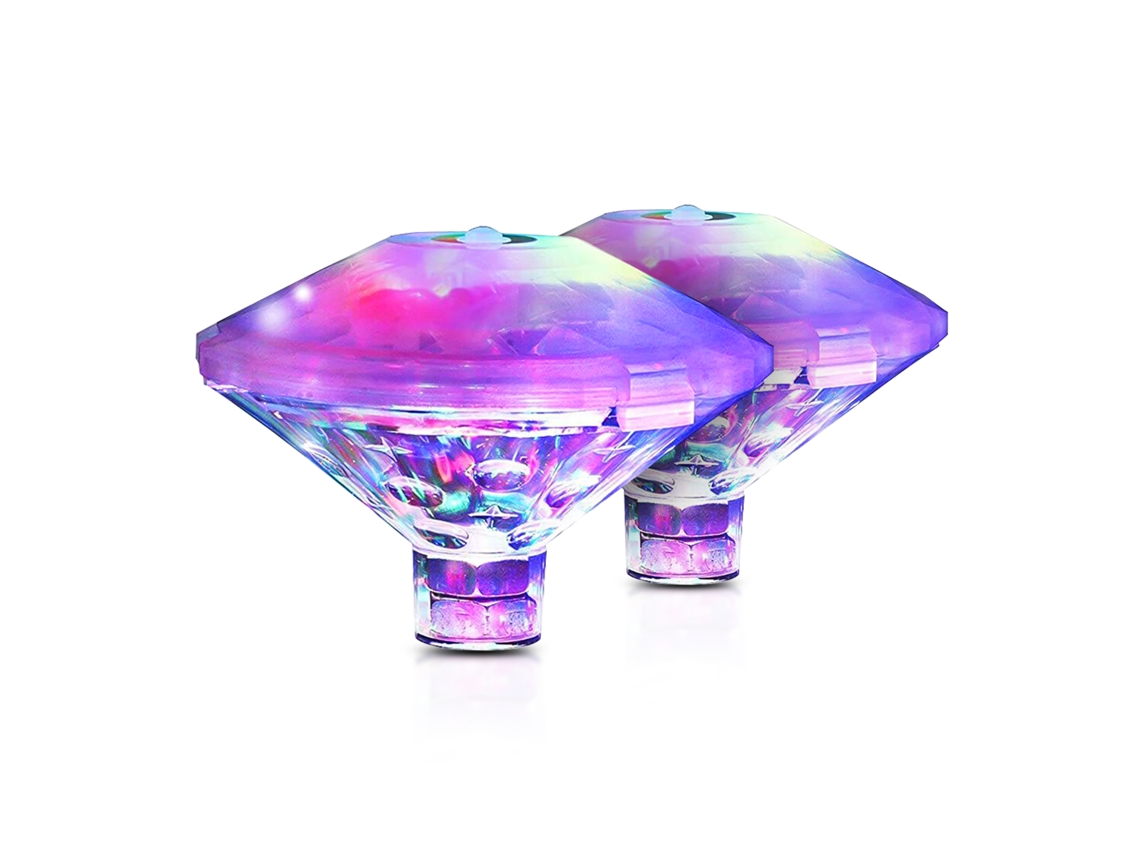 2pcs Lâmpada Subaquática Led Impermeável Diamante Mudança Cor Piscina S/MARCA