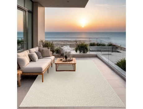 Tapete Kansas Exterior Interior Padrão Circular Juta - Creme - 200x290 Cm