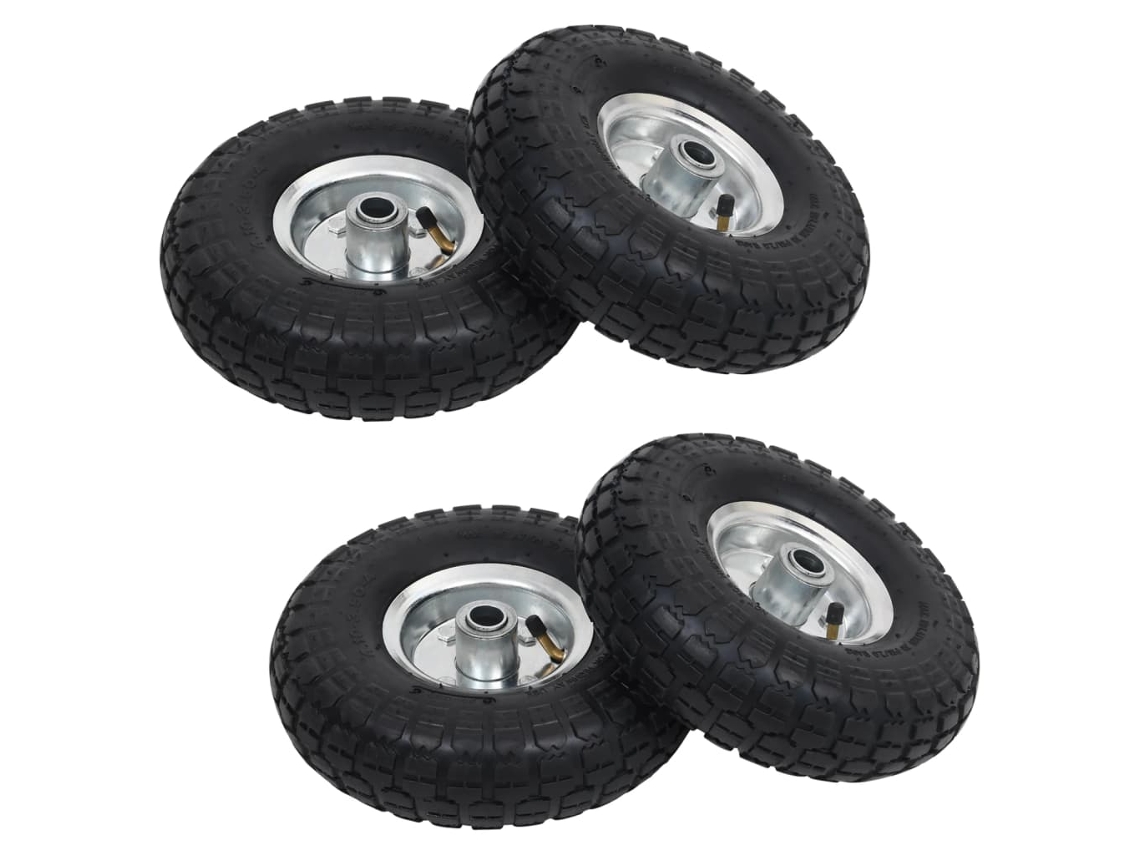 vidaXL Rodas p/ carrinho de carga manual 4 pcs borracha 4.10/3.50-4