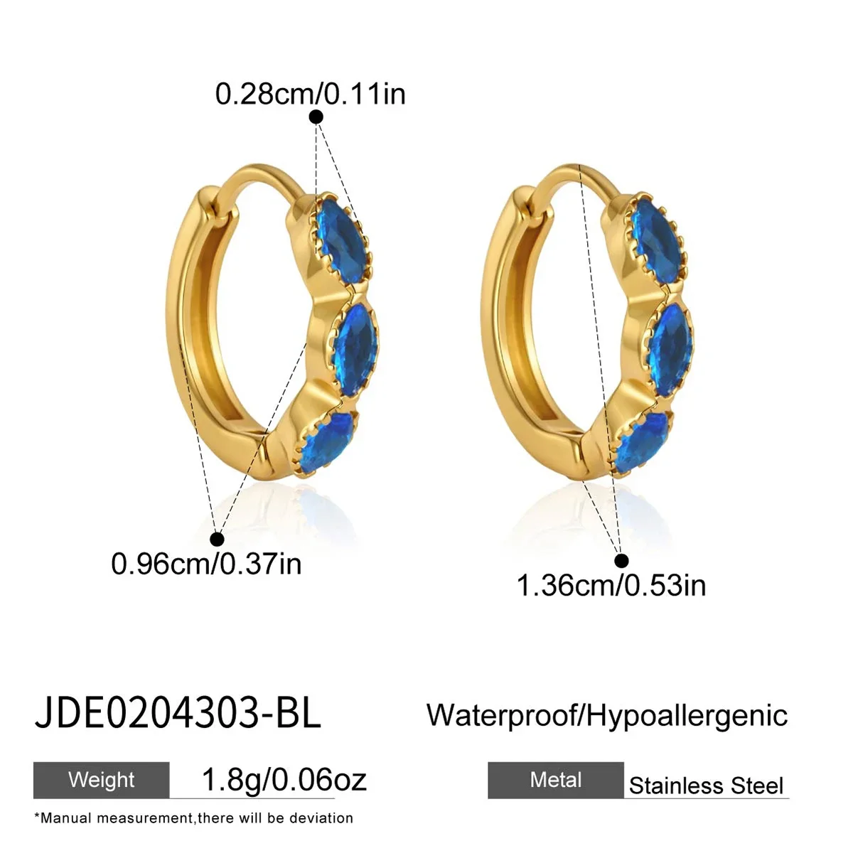 Brincos Ovais De Zircônia Banhados A Ouro, À Prova D'água E Com Design Moderno.