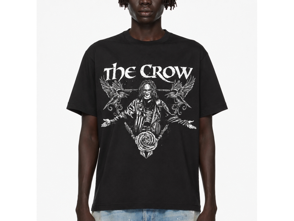 Rockinstone The Crow Crows And Rose Triangle Black T-shirt Size:l