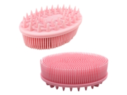 Escova de banho e shampoo 2 em 1 em silicone macio, escova para corpo e cabeça para massagem e limpeza profunda.