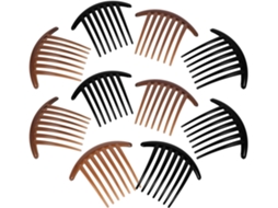 Conjunto De 10 Pentes Laterais De Acrílico Preto E Café, 7 Dentes, Acessórios