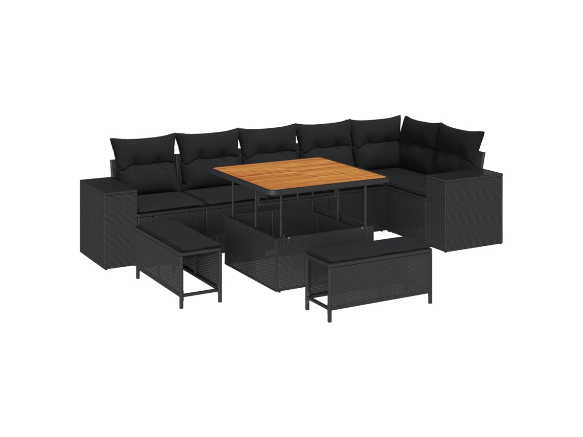 Maison Exclusive - Conjunto De Sofá De Jardim Com Almofada 9 Pcs Preto Vime Pe