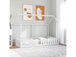 Cama De Solteiro | Camas Para Quarto | Cama Infantil Formato De Casa 90x200 Cm Pinho Maciço Branco