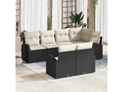 Vidaxl Conjunto De Sofá De Jardim Preto Vime Pe