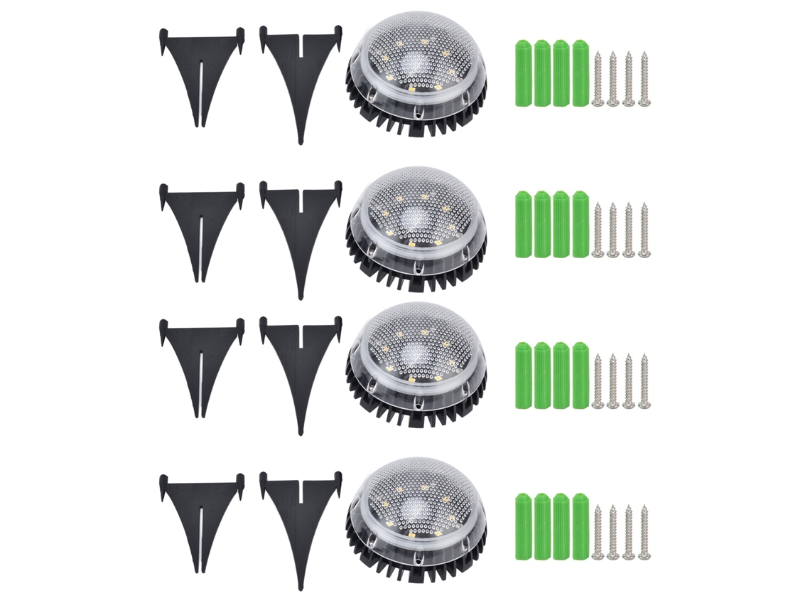 4pcs Lâmpadas Solares Subterrâneas 8 LEDs Ip67 Jardim Pátio Exterior | S/MARCA