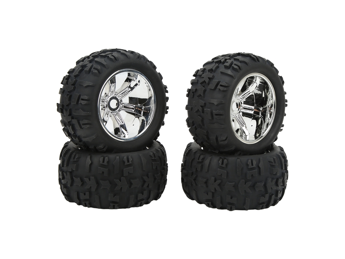 Pneus de Borracha RC 4pcs para Traxxas Maxx, Arrma Kraton 1/8 1/10, Aderência e Resistência | S/MARCA