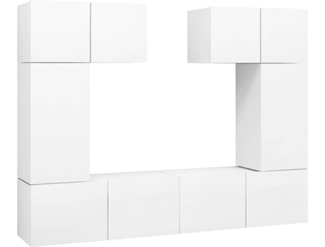 6 pcs conjunto de móveis de TV contraplacado branco