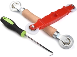 Conjunto De 3 Roletes Ergonômicos Madeira Com Ranhuras E Acessórios Borracha Nylon Para Manutenção Telas Portas Janelas