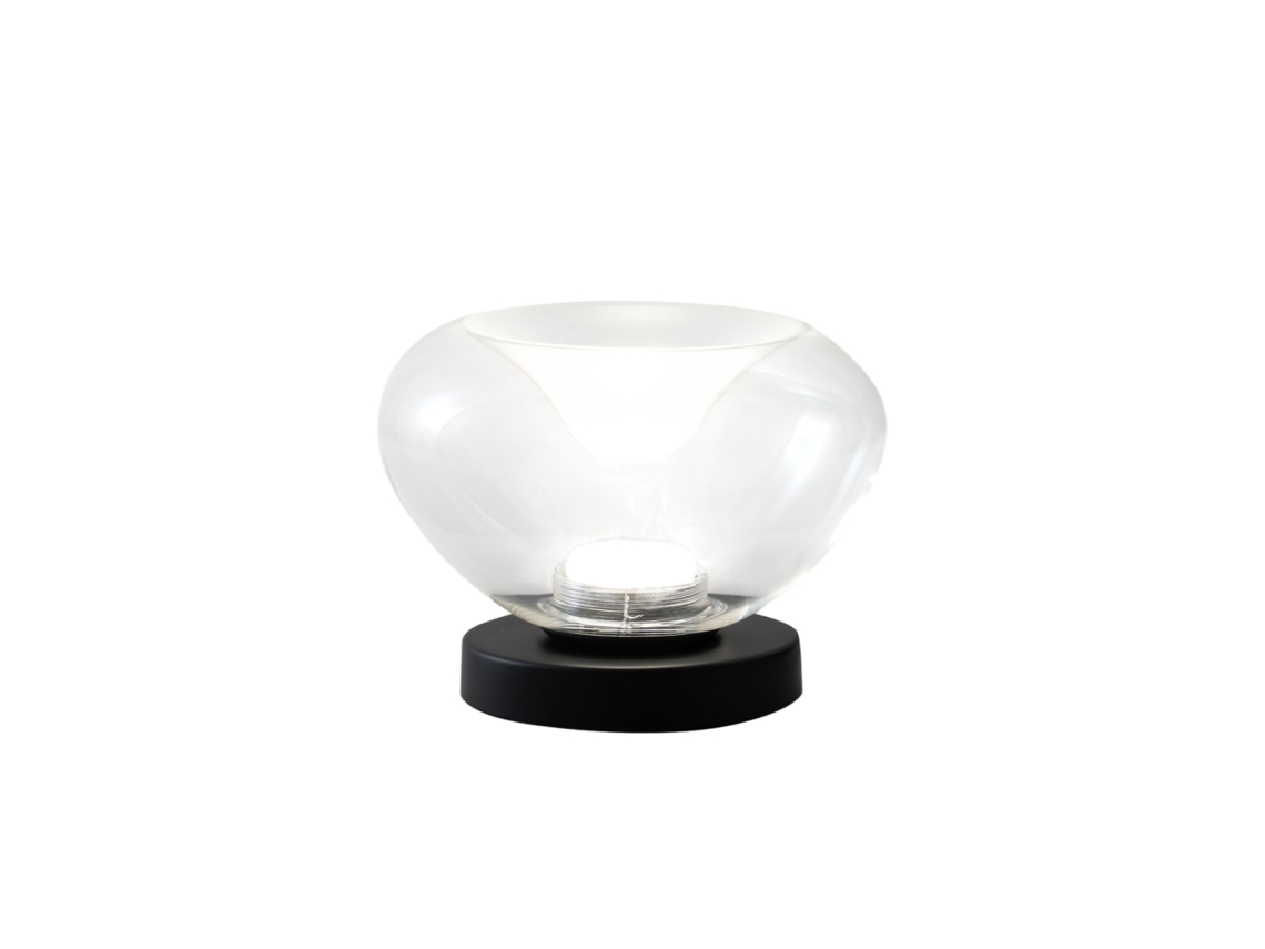 Brena Luminária De Mesa Transparente Fabas Luce Luz De Toque Led De 11 W Com Dimmer Vidro Borossilicato Transparente Côncavo