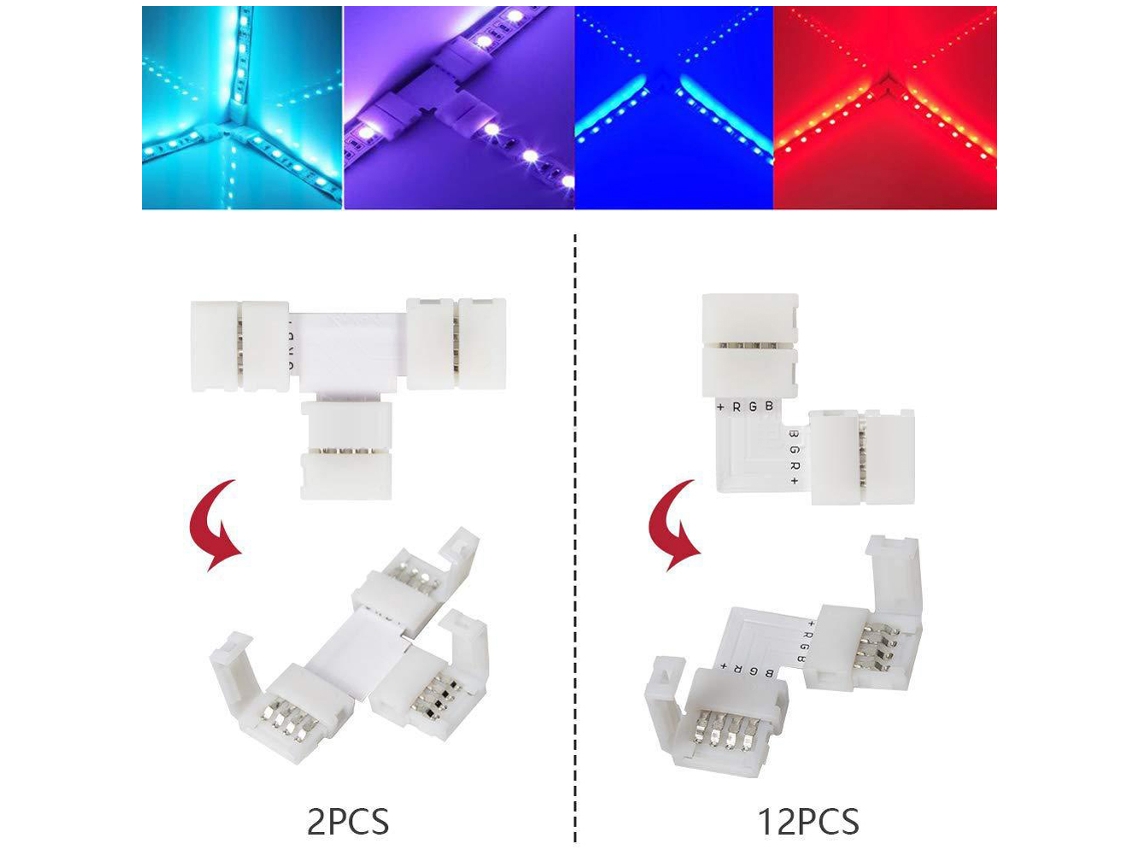 Kit De Ligação Para Lâmpadas Led Laxiscreed 5050 Com Conectores Em T E L Para Instalação Fácil