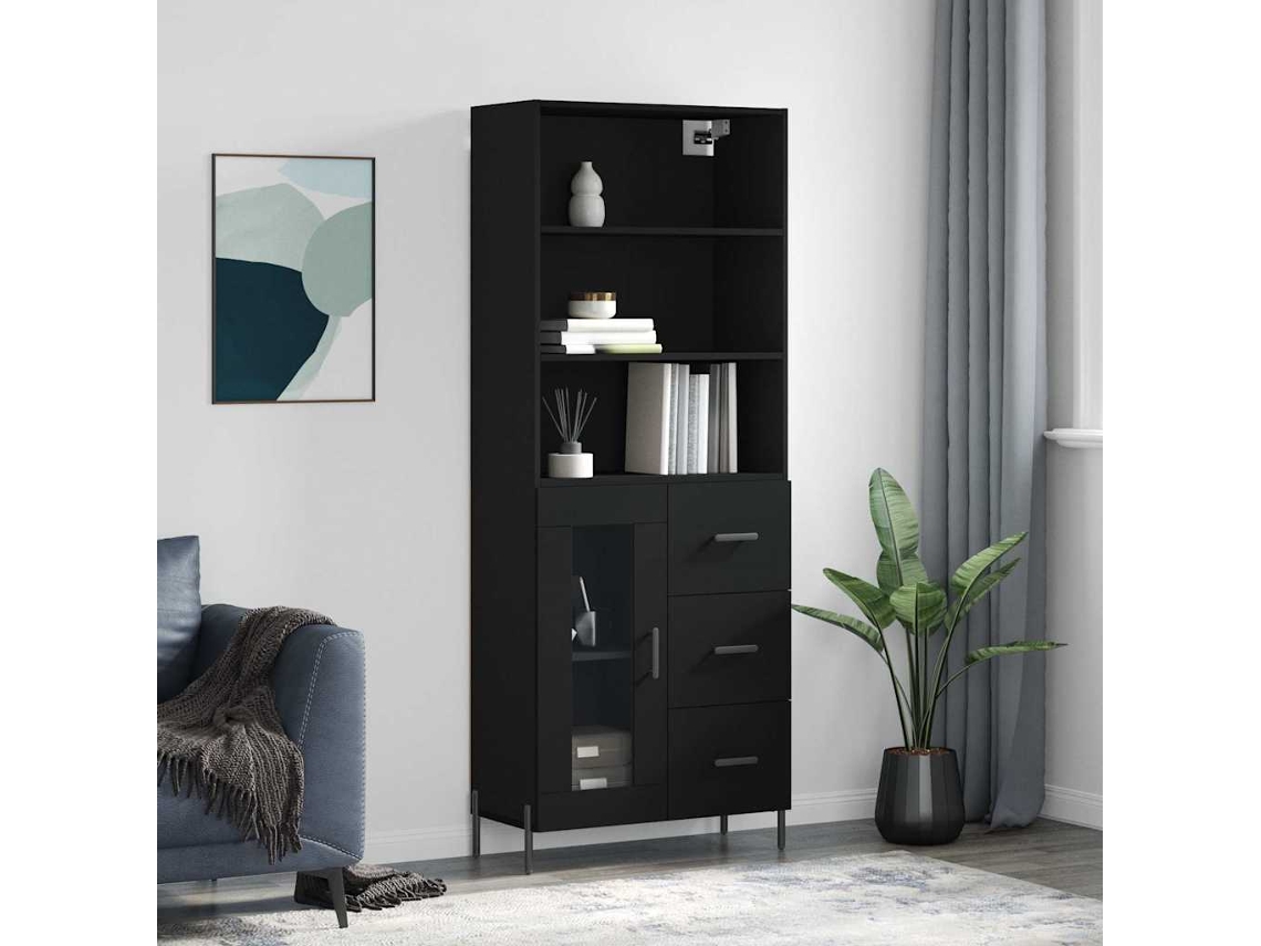 Vidaxl Armário Alto 69,5x34x180 Cm Derivados De Madeira Preto