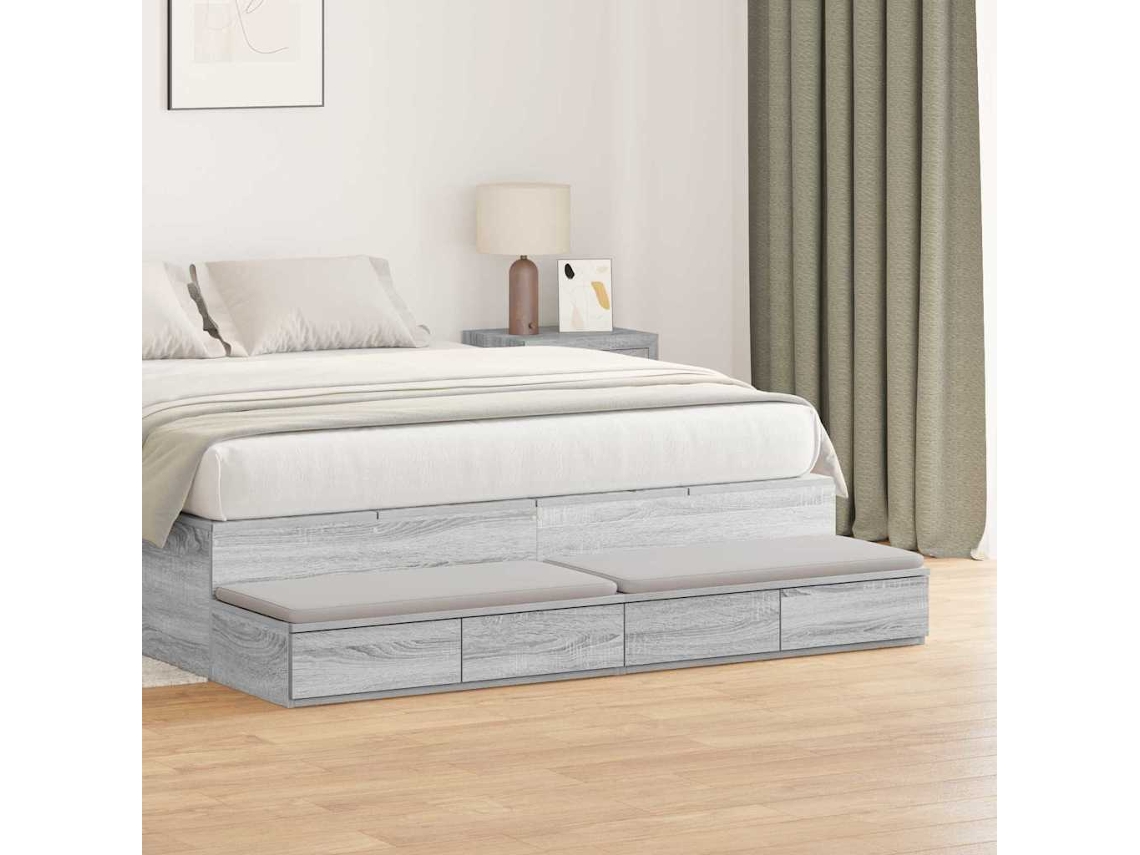 Vidaxl Gavetas De Cama Cinza Sonoma 150 X 36,5 X 16,5 Cm