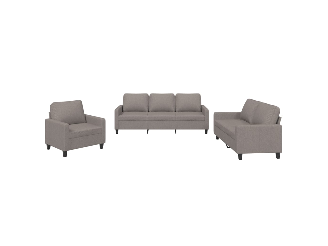 Conjunto de 3 Sofás com Almofadões Tecido Cinza acastanhado MAISON EXCLUSIVE