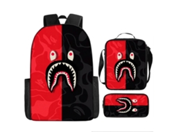Mochila De Estudante Panoona Tubarão Camuflado Conjunto 3 Peças 17 Pol Crianças Adolescentes Estilo 15