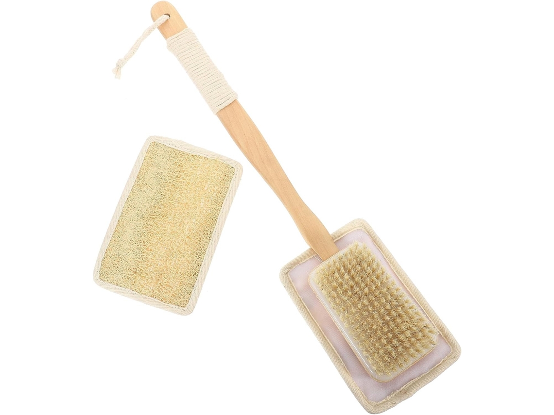 Lurelia Kit De 2 Buchas Vegetais De Banho De Cuidado Corporal, Cabo Longo E Com Argola