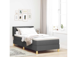 Vidaxl Cama Box Com Cabeceira Manual Cinza Escuro 200 X 90 Cm Tecido